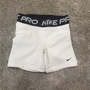 Nike Women's Black and White Pro Athletic Shorts